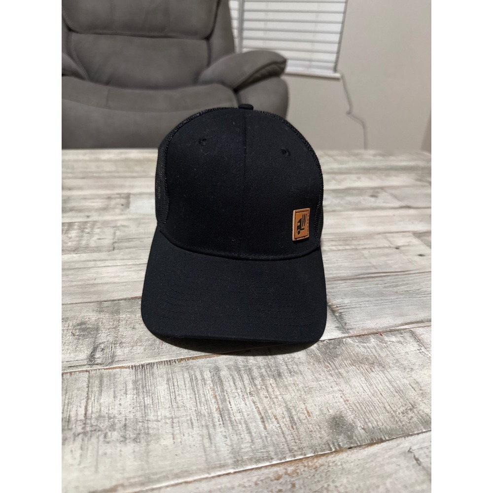 Western Trailers Trucker Hat Black Mesh Snapback Leather Logo Patch Cap